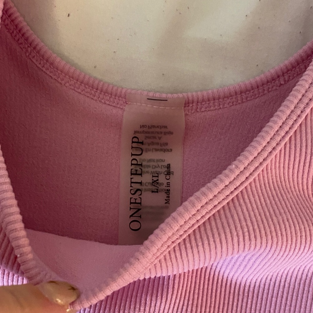 Light Pink Ribbed Tank Top - Picture 2 of 7